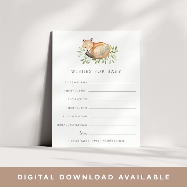 Tarjeta de deseos de Baby Shower Woodland Fox (Subido por el creador)