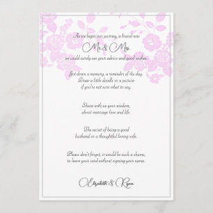 Tarjeta de deseos de boda y consejos de amor y vid