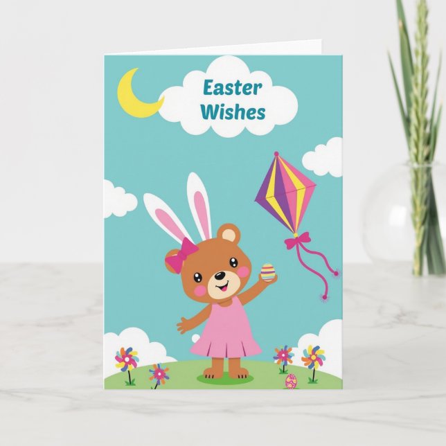 Tarjeta de deseos de conejo de Pascua (Anverso)