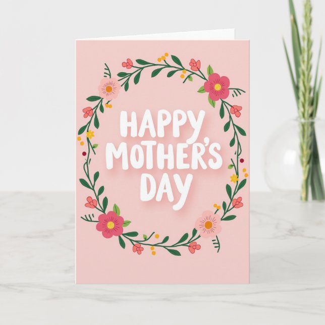 Tarjeta de deseos de corona floral (Anverso)