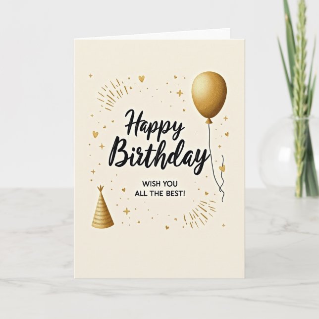 Tarjeta de deseos de cumpleaños con caligrafía (Anverso)