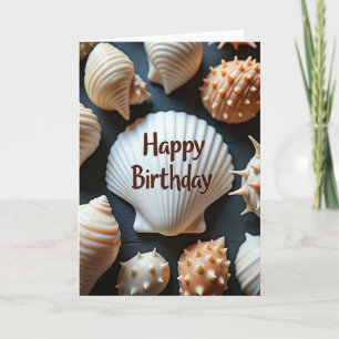 Tarjeta de deseos de cumpleaños con conchas marina