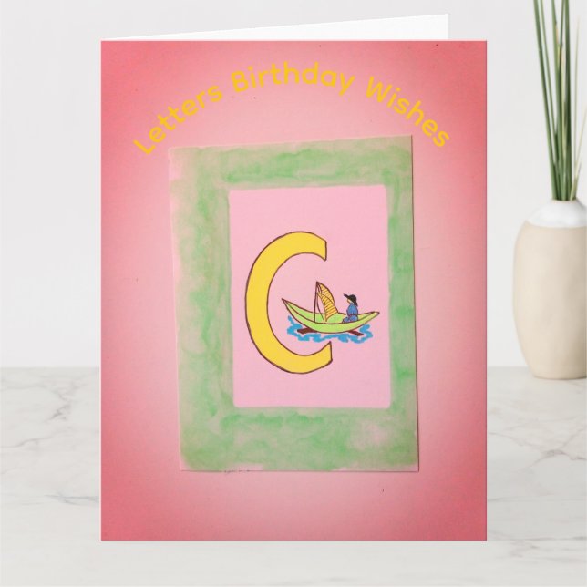 Tarjeta de deseos de cumpleaños con letras  (Anverso)