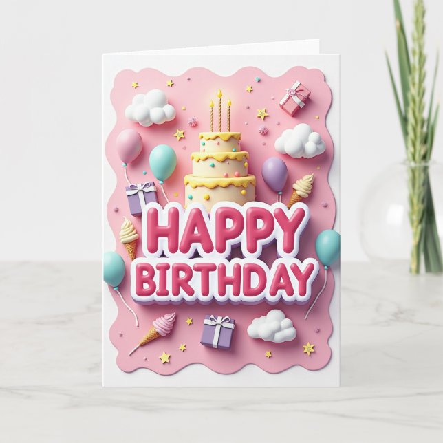 Tarjeta de deseos de cumpleaños con lunares (Anverso)