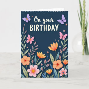 Tarjeta de deseos de cumpleaños con mariposas