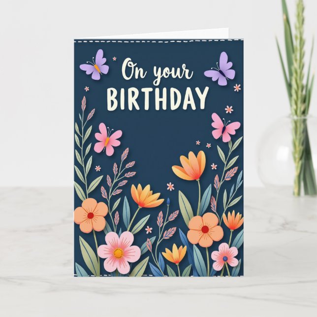 Tarjeta de deseos de cumpleaños con mariposas (Anverso)