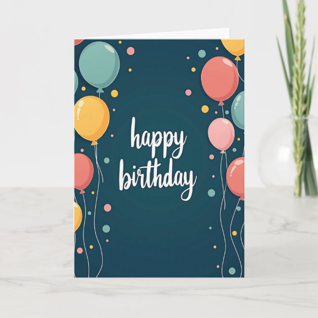 Tarjeta de deseos de cumpleaños con pastel (Anverso)