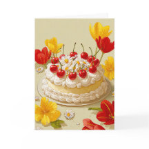 Tarjeta de deseos de cumpleaños con pastel dulce
