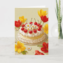 Tarjeta de deseos de cumpleaños con pastel dulce