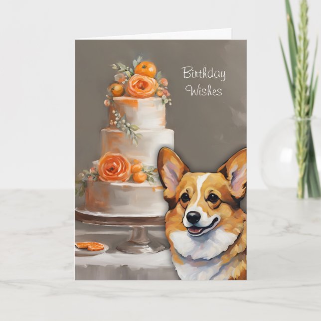 Tarjeta de deseos de cumpleaños Corgi (Anverso)