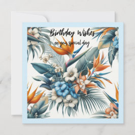Tarjeta de deseos de cumpleaños de flores tropical