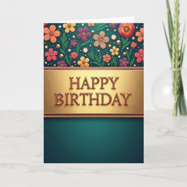 Tarjeta de deseos de cumpleaños de lujo (Anverso)