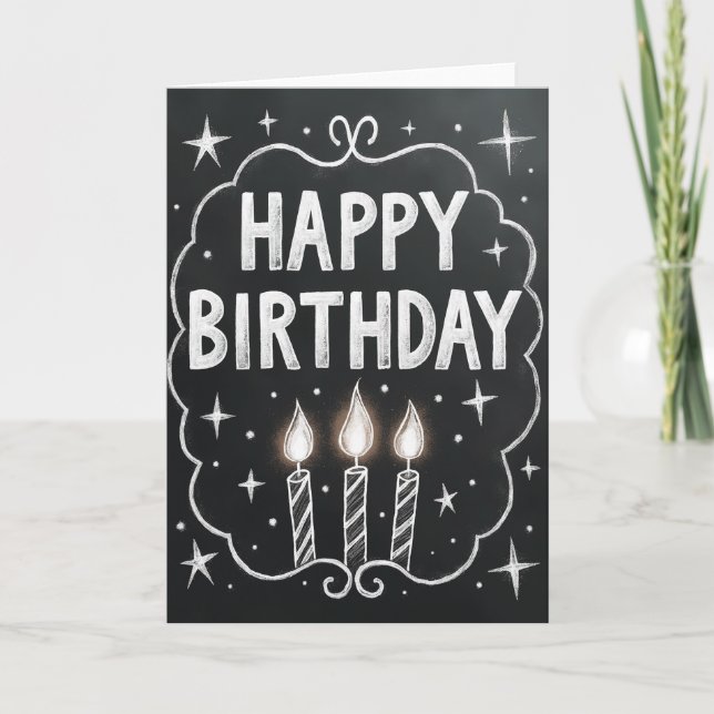 Tarjeta de deseos de cumpleaños en pizarra (Anverso)