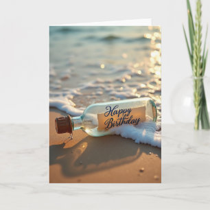 Tarjeta de deseos de cumpleaños junto al mar