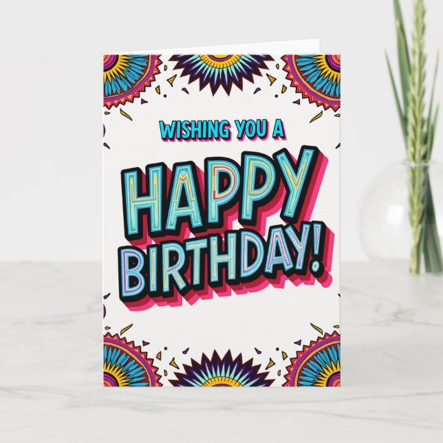 Tarjeta de deseos de cumpleaños mosaico (Anverso)