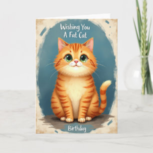 Tarjeta de deseos de cumpleaños para gato regordet