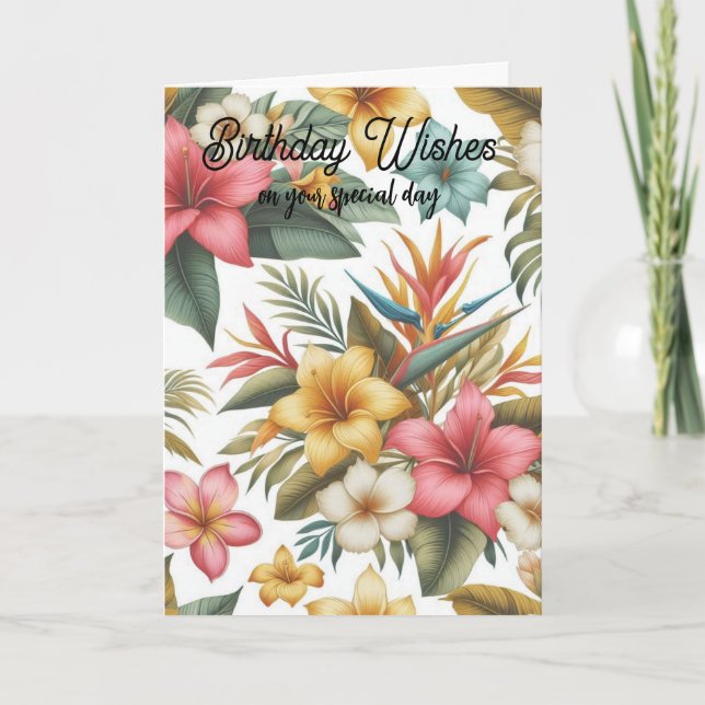 Tarjeta de deseos de cumpleaños para las flores tr (Anverso)