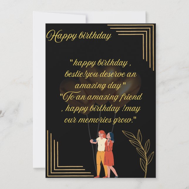 Tarjeta de deseos de cumpleaños para mejor amiga (Anverso)