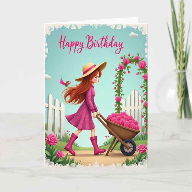 Tarjeta de deseos de cumpleaños para pelirroja (Anverso)