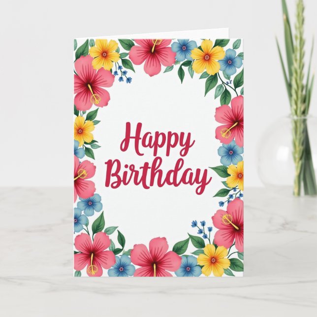 Tarjeta de deseos de cumpleaños tropical (Anverso)