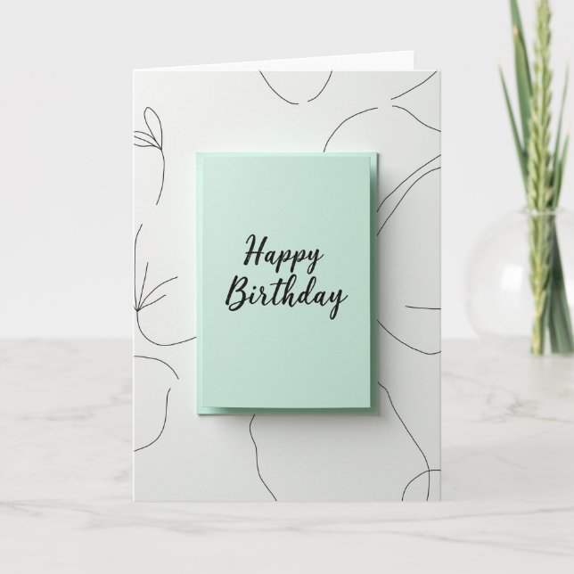 Tarjeta de deseos de cumpleaños verde menta (Anverso)