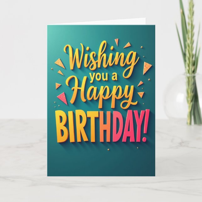 Tarjeta de deseos de cumpleaños vibrante (Anverso)