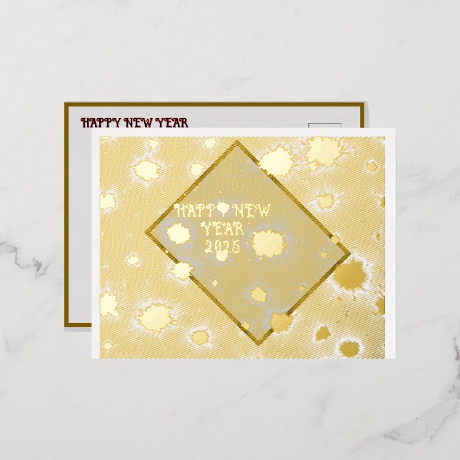  Tarjeta de deseos de Feliz Año Nuevo. (Anverso/Reverso)