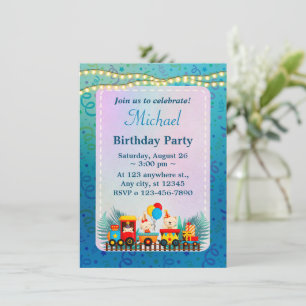 Tarjeta de deseos de feliz cumpleaños tren con ani