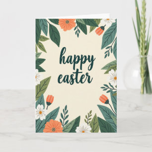 Tarjeta de deseos de Feliz Pascua floral