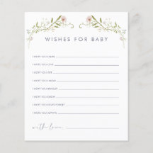 Tarjeta de deseos de flores silvestres para bebé