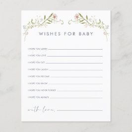 Tarjeta de deseos de flores silvestres para bebé