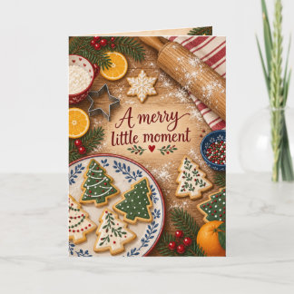 Tarjeta de deseos de galletas de Navidad y hornead