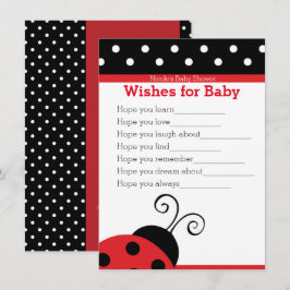 Tarjeta de deseos de lunares rojos de mariquita pa