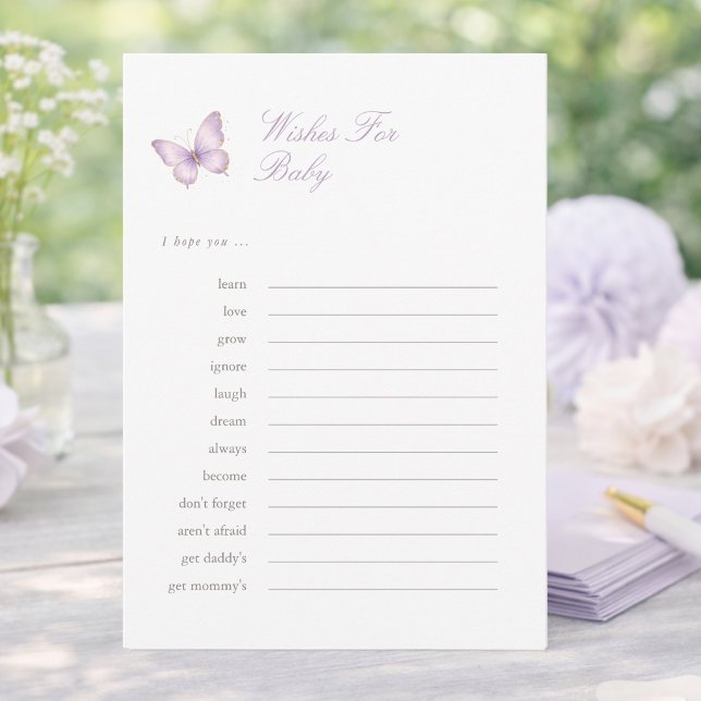 Tarjeta de deseos de mariposa lavanda y dorada par (Subido por el creador)