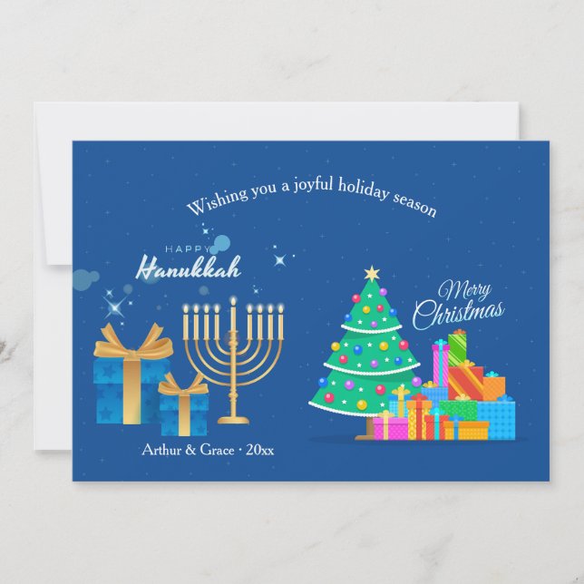 Tarjeta de deseos de Navidad de Hanukkah (Anverso)