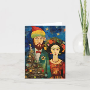 Tarjeta de deseos de Navidad de Vincent y Frida