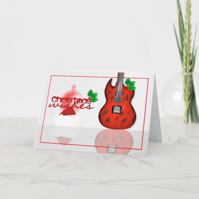 Tarjeta de deseos de navidades con guitarra (Anverso)
