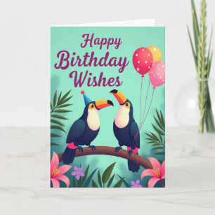 Tarjeta de deseos de pájaros vibrantes