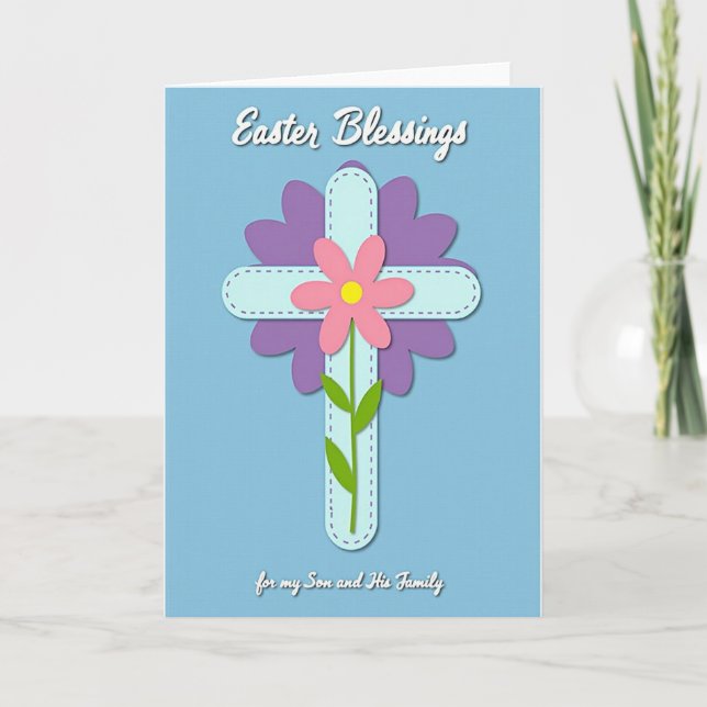 Tarjeta de deseos de Pascua Aqua Cross (Anverso)