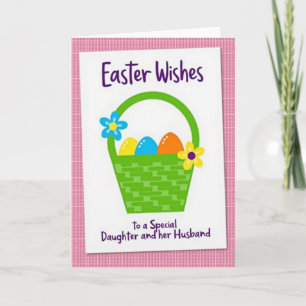 Tarjeta de deseos de Pascua de cesta ovalada