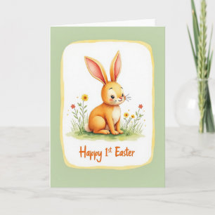 Tarjeta de deseos de Pascua de Conejo Naranja