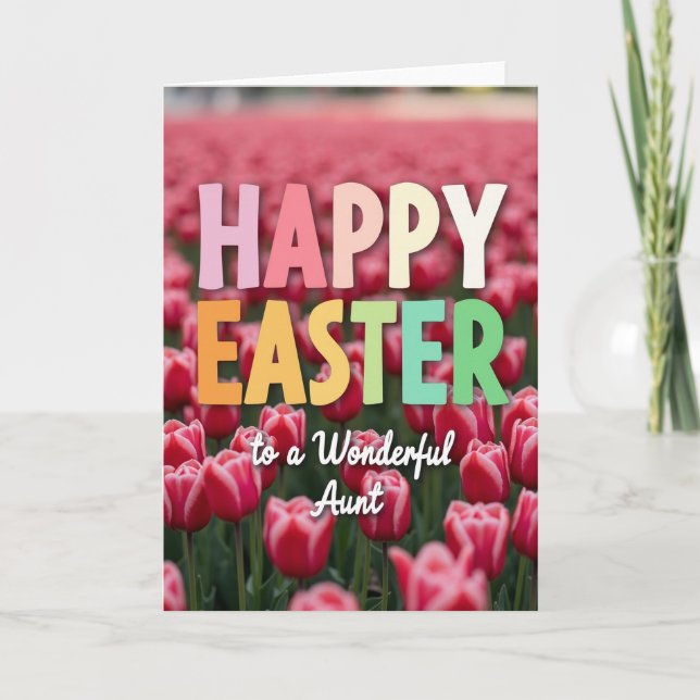 Tarjeta de deseos de Pascua de Flor Roja (Anverso)