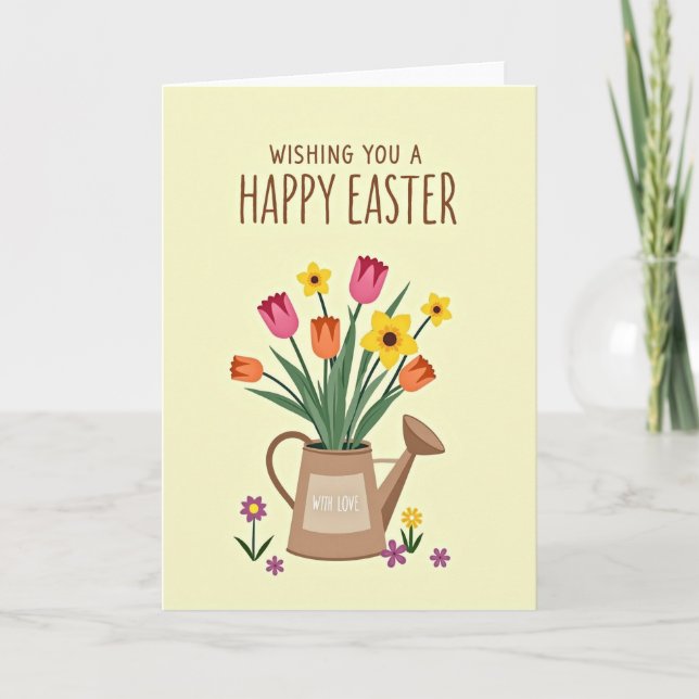 Tarjeta de deseos de Pascua de flores de primavera (Anverso)
