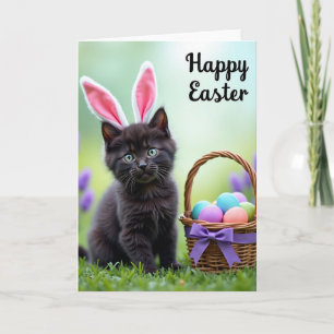 Tarjeta de deseos de Pascua de gatito adorable