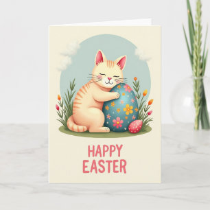 Tarjeta de deseos de Pascua de gatito lindo