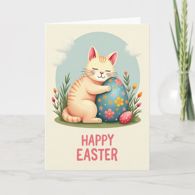 Tarjeta de deseos de Pascua de gatito lindo (Anverso)