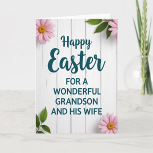 Tarjeta de deseos de Pascua para nieto y esposa