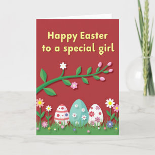 Tarjeta de deseos de Pascua para una chica especia