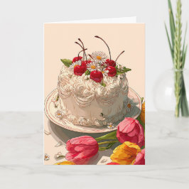 Tarjeta de deseos de pastel de cumpleaños dulce
