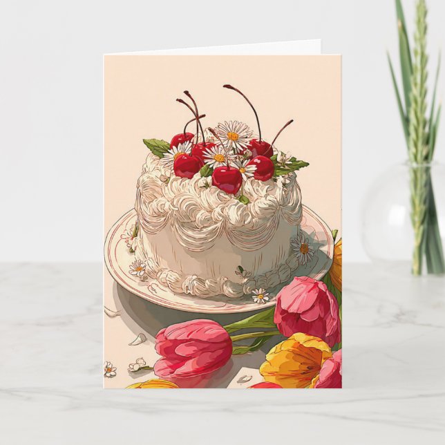 Tarjeta de deseos de pastel de cumpleaños dulce (Anverso)